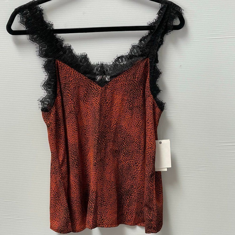 Q & A Lace Camisole Rust Animal Print